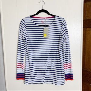 Boden Striped Crew Neck Long Sleeve Top